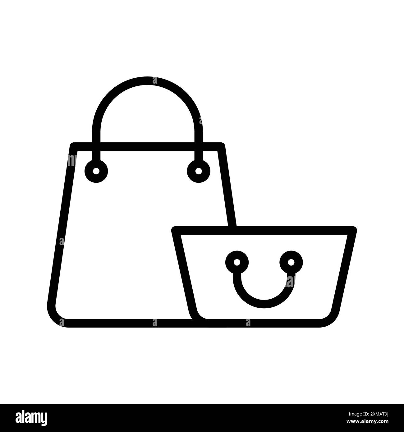 Shopping bag icon linear logo mark set collection in black and white ...