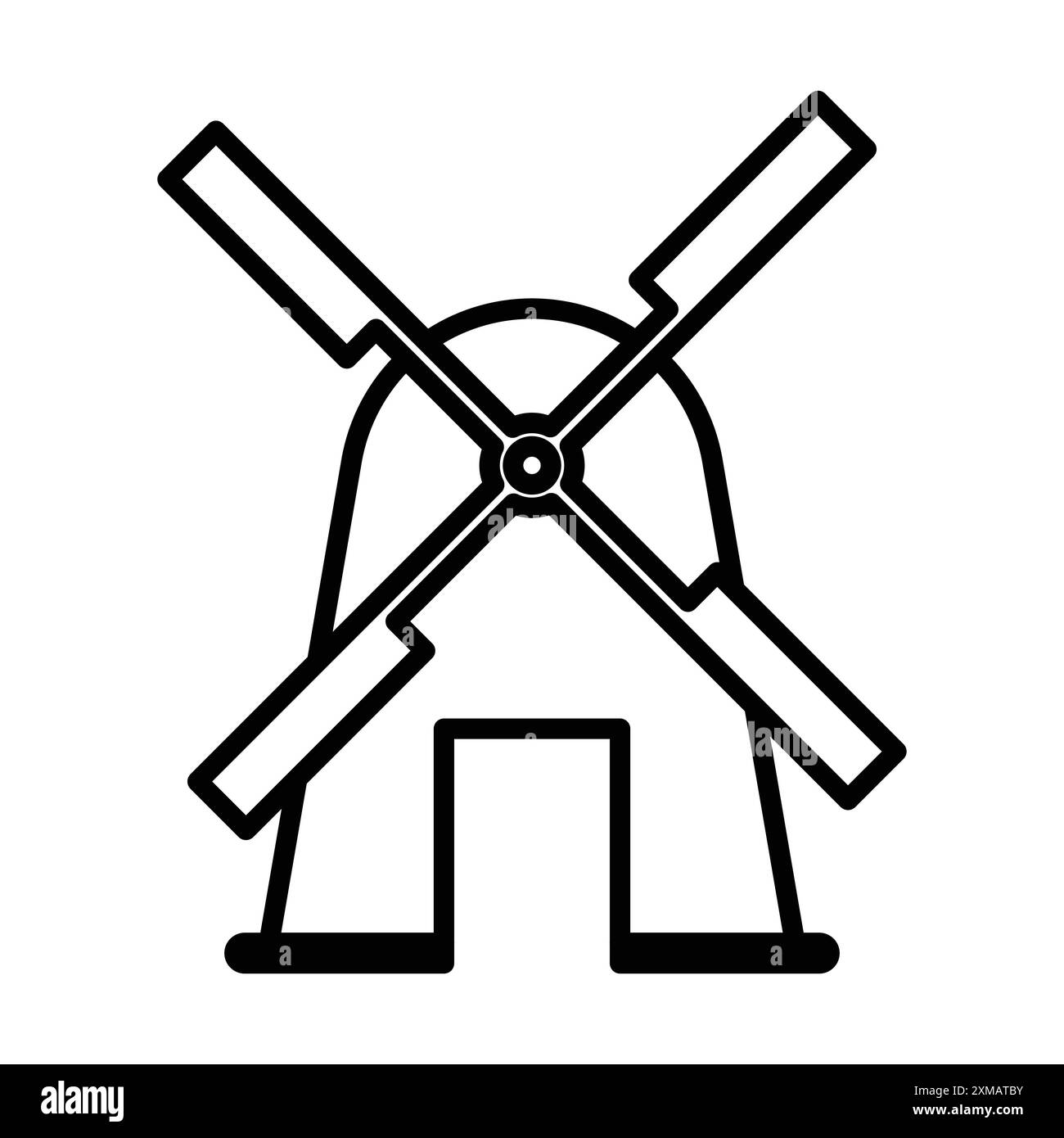wind mill icon linear logo mark set collection in black and white for ...