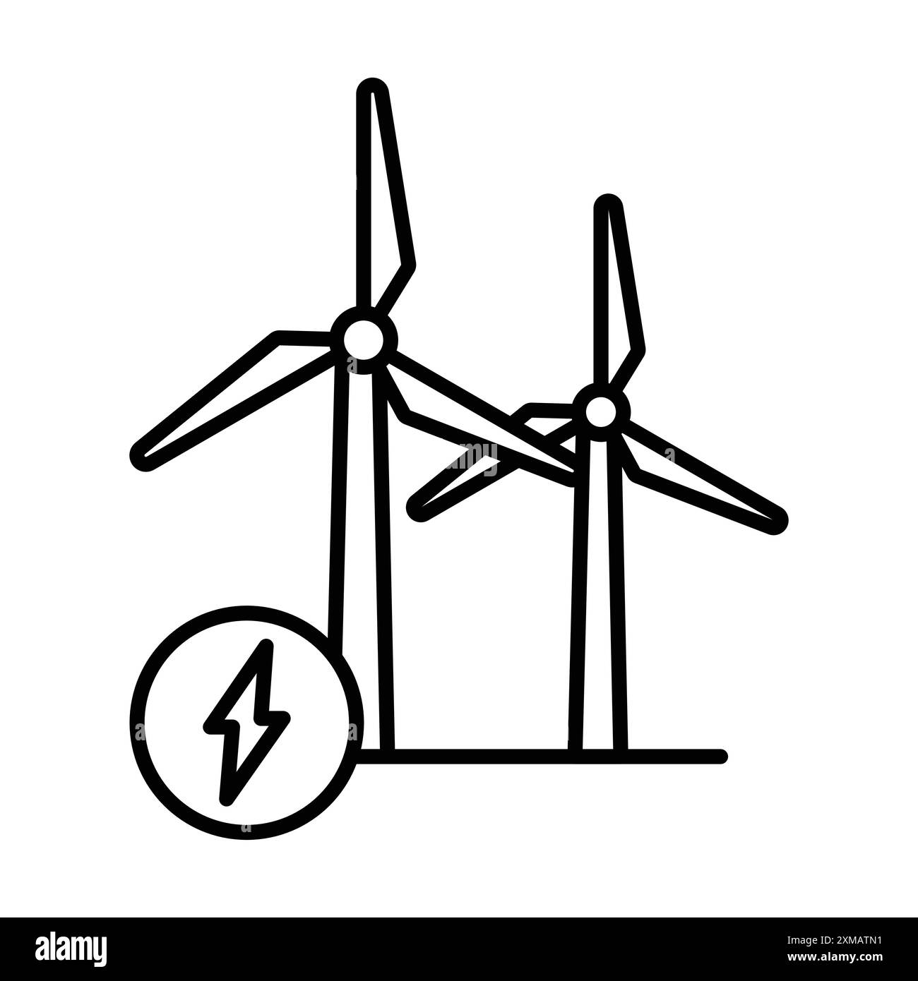 Wind power plant icon linear logo mark set collection in black and ...