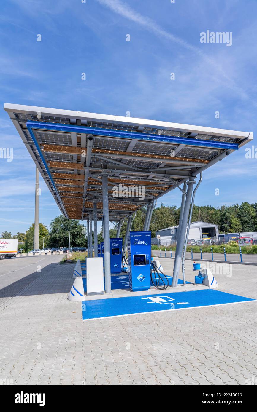 ARAL pulse e-charging station on the A3 motorway, Rees junction, in ...