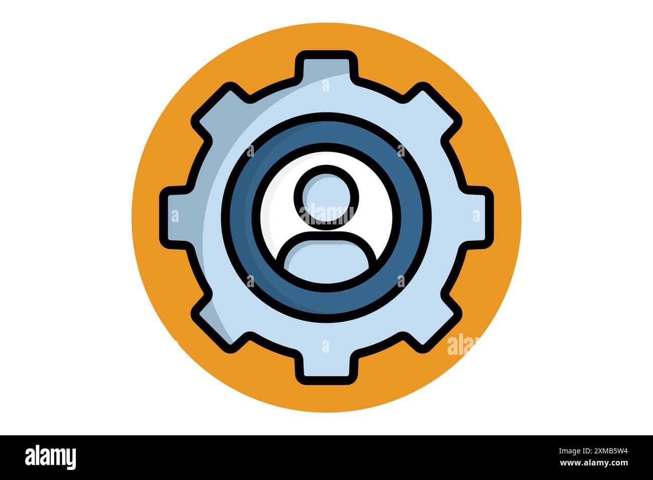 Human resource icon. people in gear. icon related to manage. colored outline icon style. business elements vector illustration Stock Vector