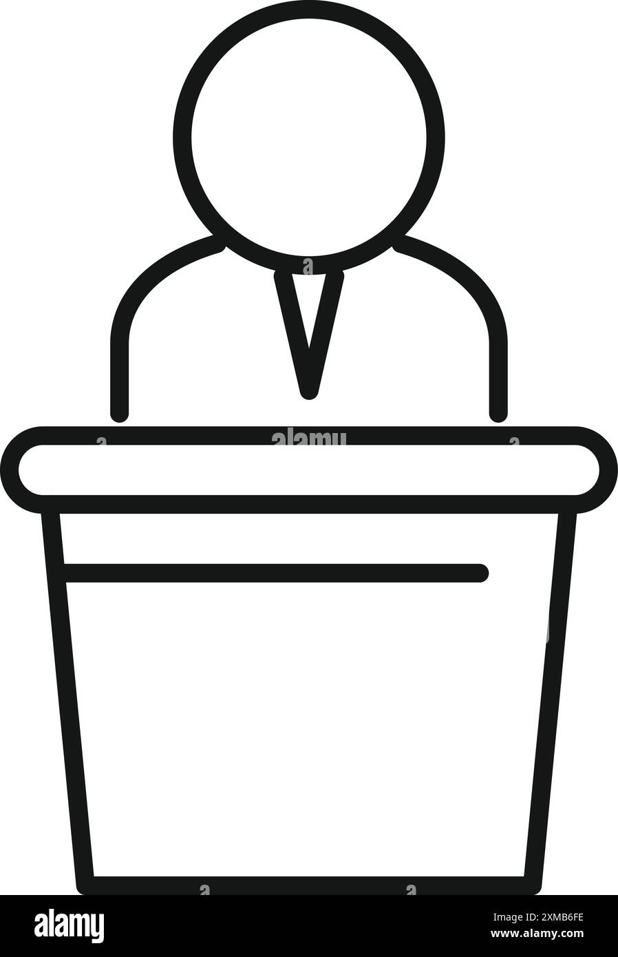Politician standing behind a podium, giving a speech at a political meeting Stock Vector