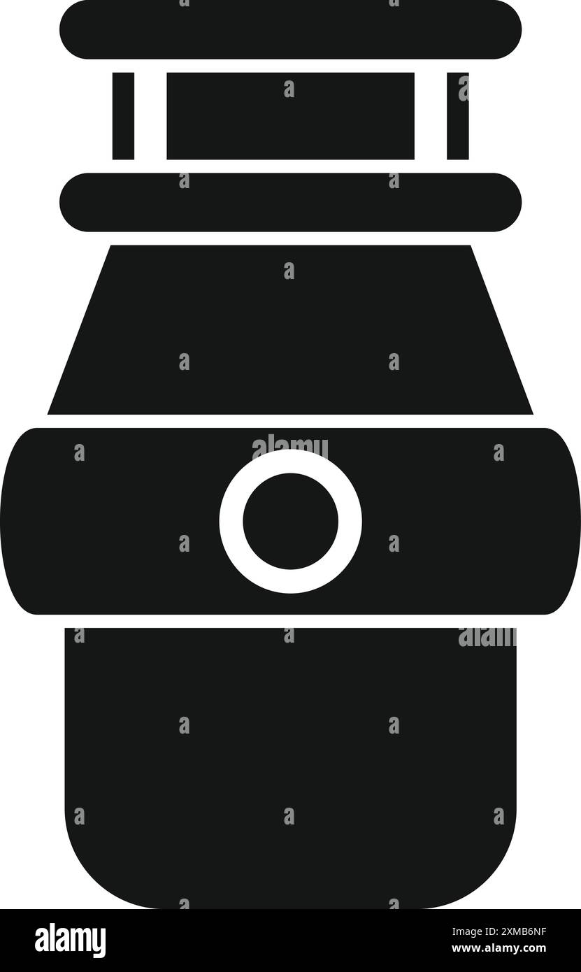 Simple solid black icon of a modern food waste disposal unit used in kitchens for recycling Stock Vector