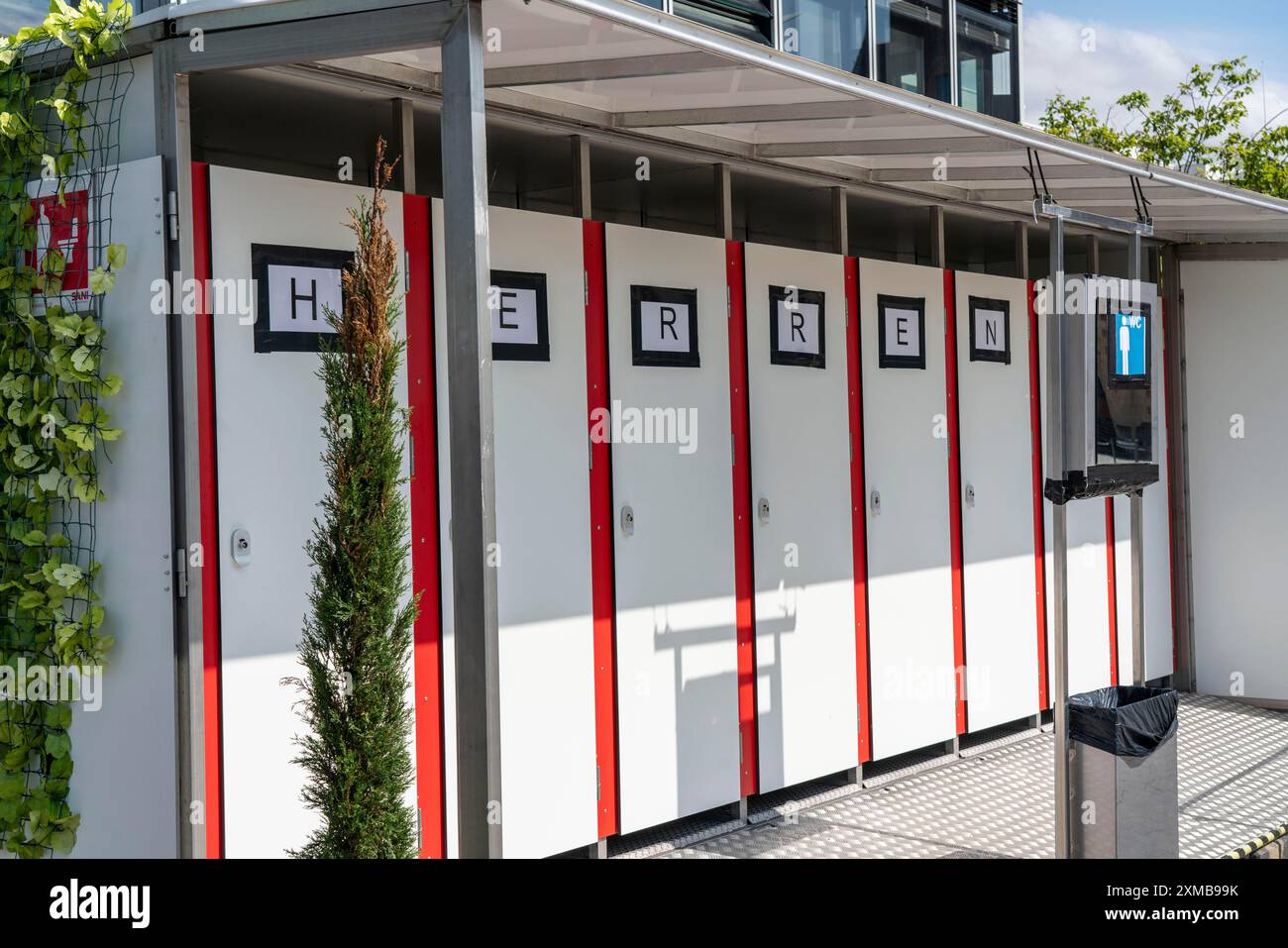 Toilets, at an open-air cinema, men's WC, toilet cubicles, Cologne, North Rhine-Westphalia, Germany Stock Photo