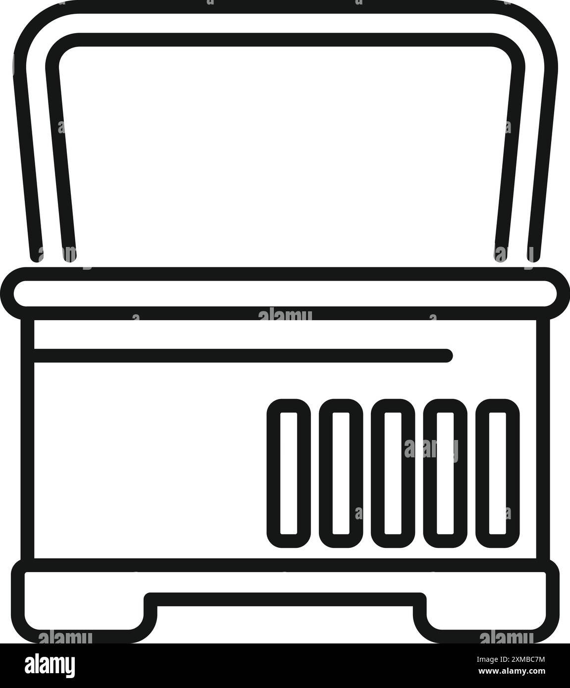 Line drawing of a portable fridge, ideal for keeping food and drinks ...
