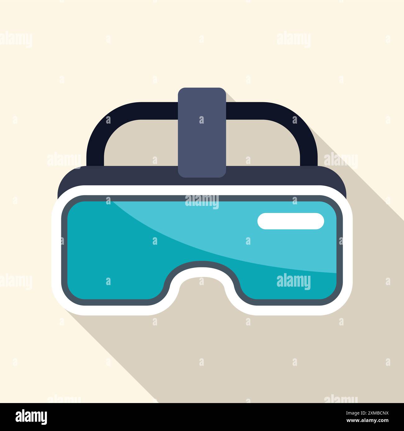 Virtual reality headset creating immersive experience with long shadow Stock Vector