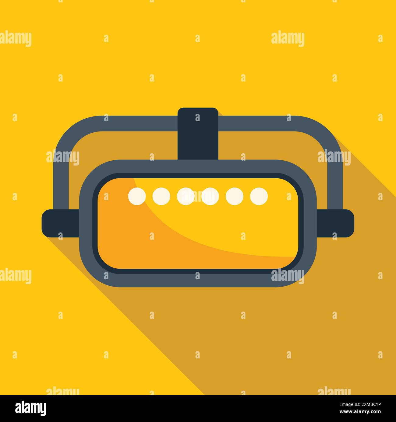 Virtual reality device showing augmented reality experience with a bright yellow background Stock Vector