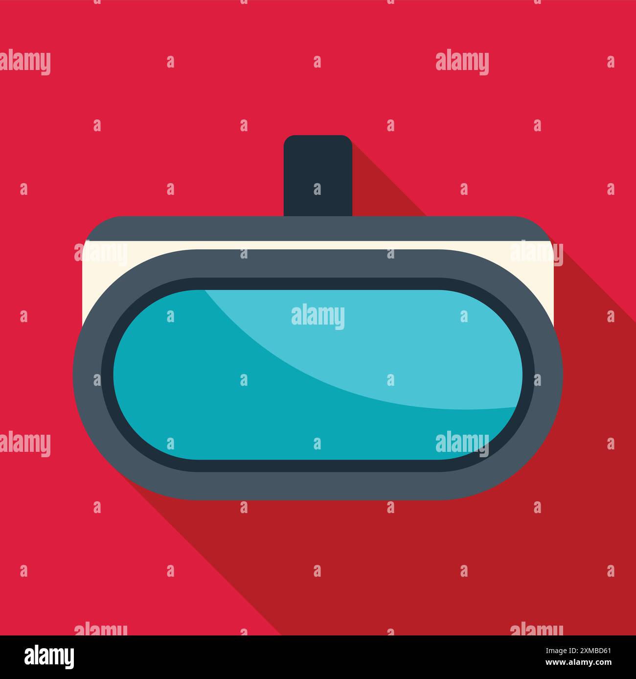 Virtual reality headset showing augmented reality experience with a bright screen Stock Vector