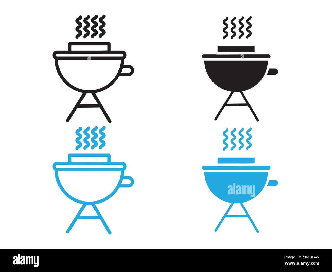 Barbecue grill icon vector line logo mark or symbol set collection outline style Stock Vector