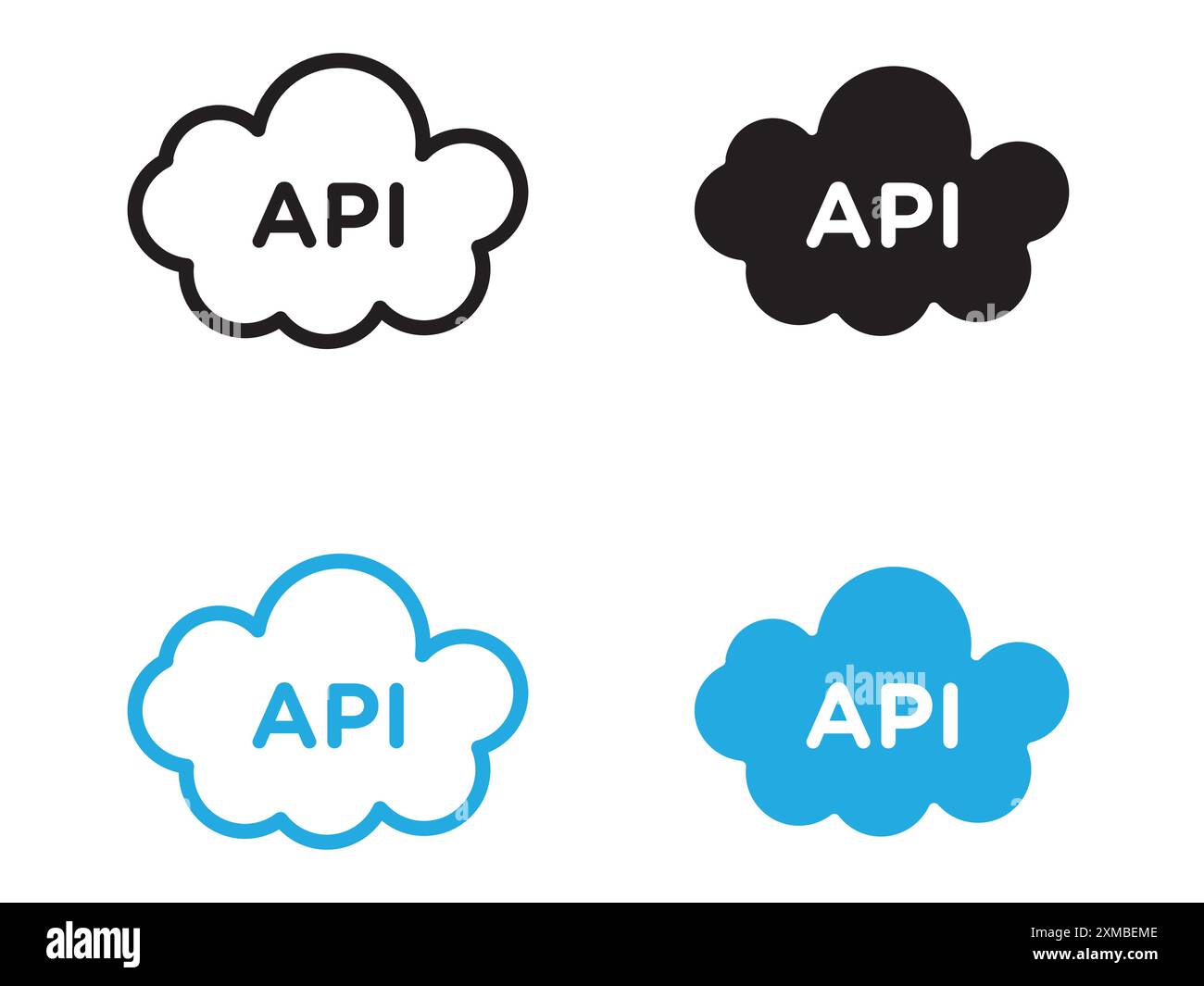 Cloud API icon vector line logo mark or symbol set collection outline ...