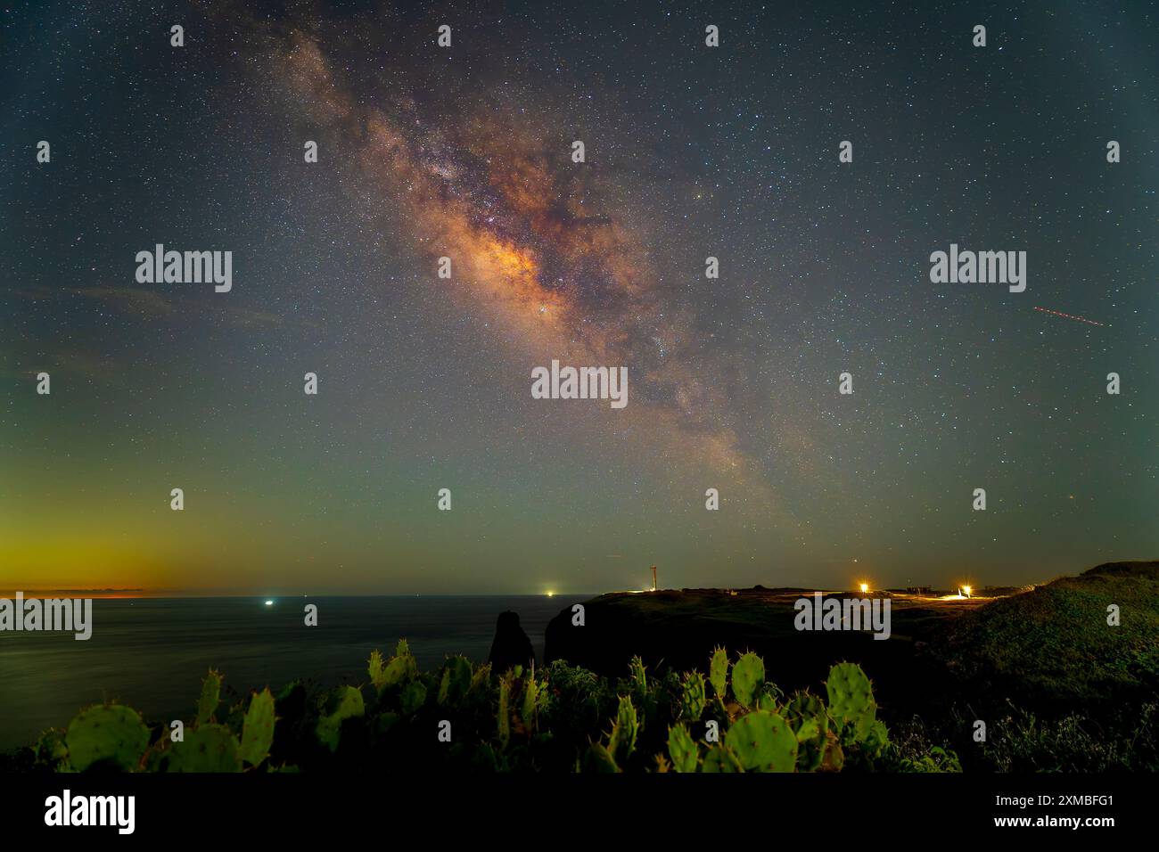 Milky way on the Qimei island in the Taiwan Stock Photo