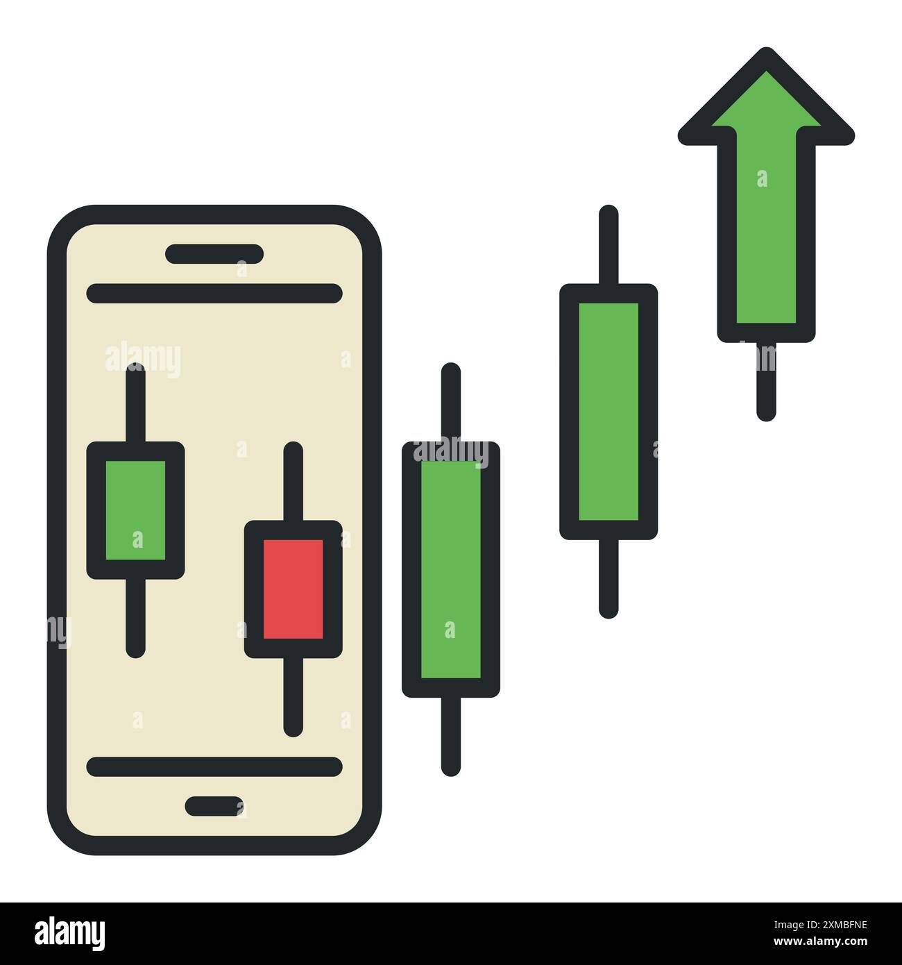 Uptrend crypto formation on Smart Phone Screen vector mobile trading  concept colored icon or design element Stock Vector Image & Art - Alamy