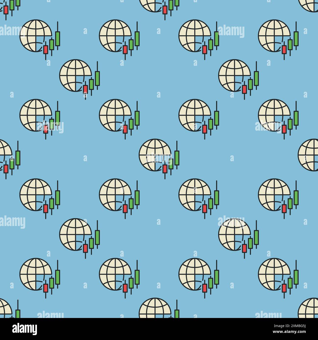 Candlestick Chart and Earth Globe vector Crypto Trading concept colored ...