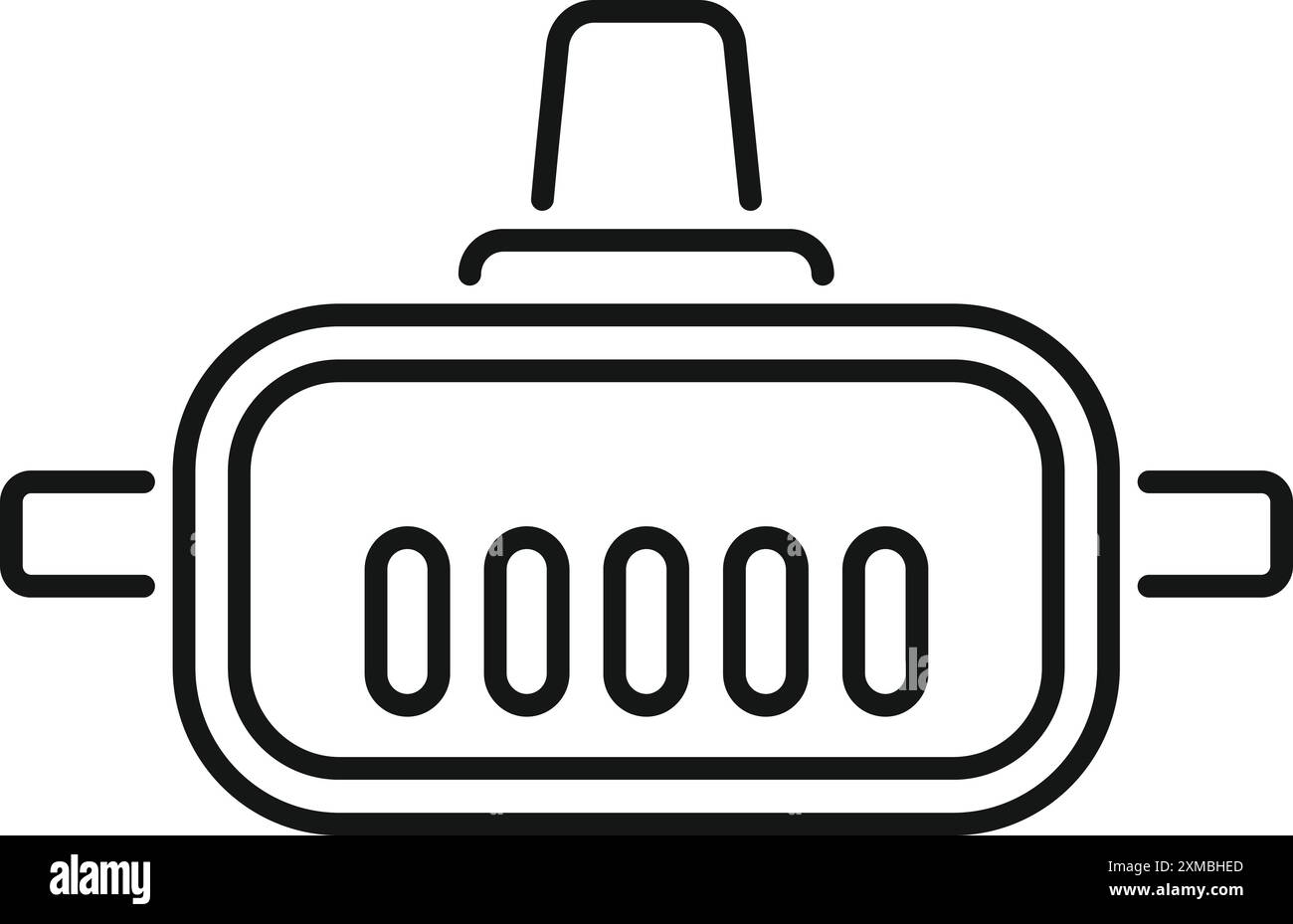 Vr glasses for gaming showing loading code on display, virtual reality gaming hardware outline icon Stock Vector