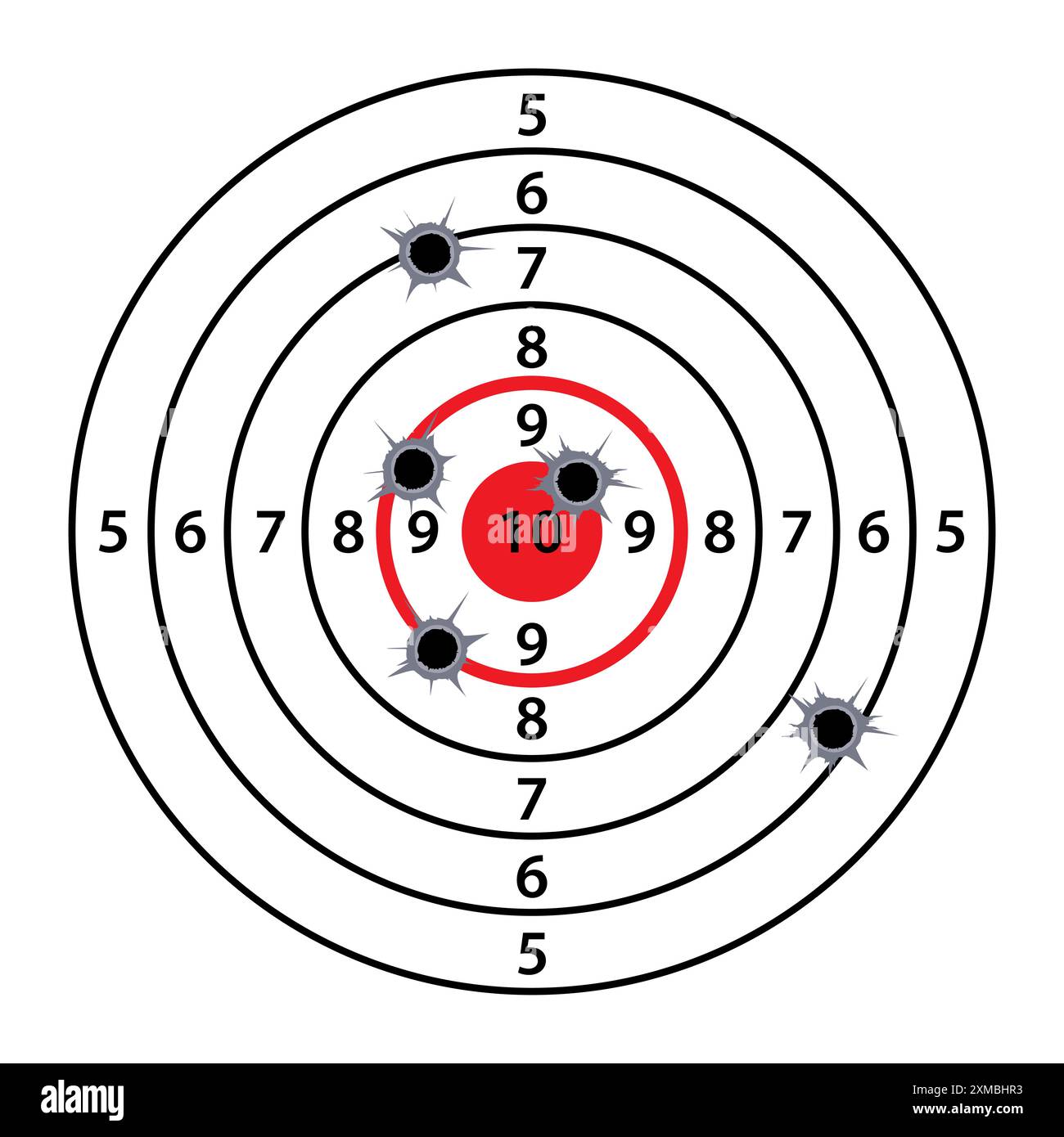 Shooting range paper target with divisions, marks and numbers. Sport