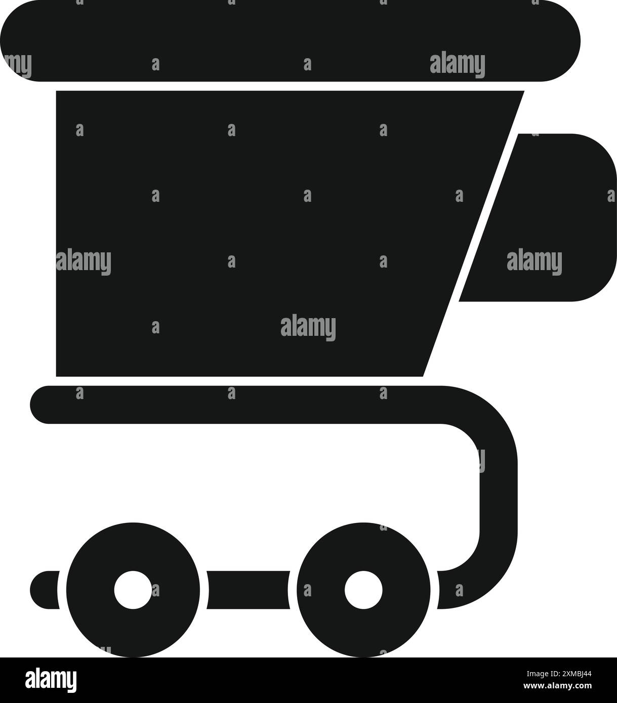 Black silhouette icon of a mining cart used for transporting coal or minerals Stock Vector
