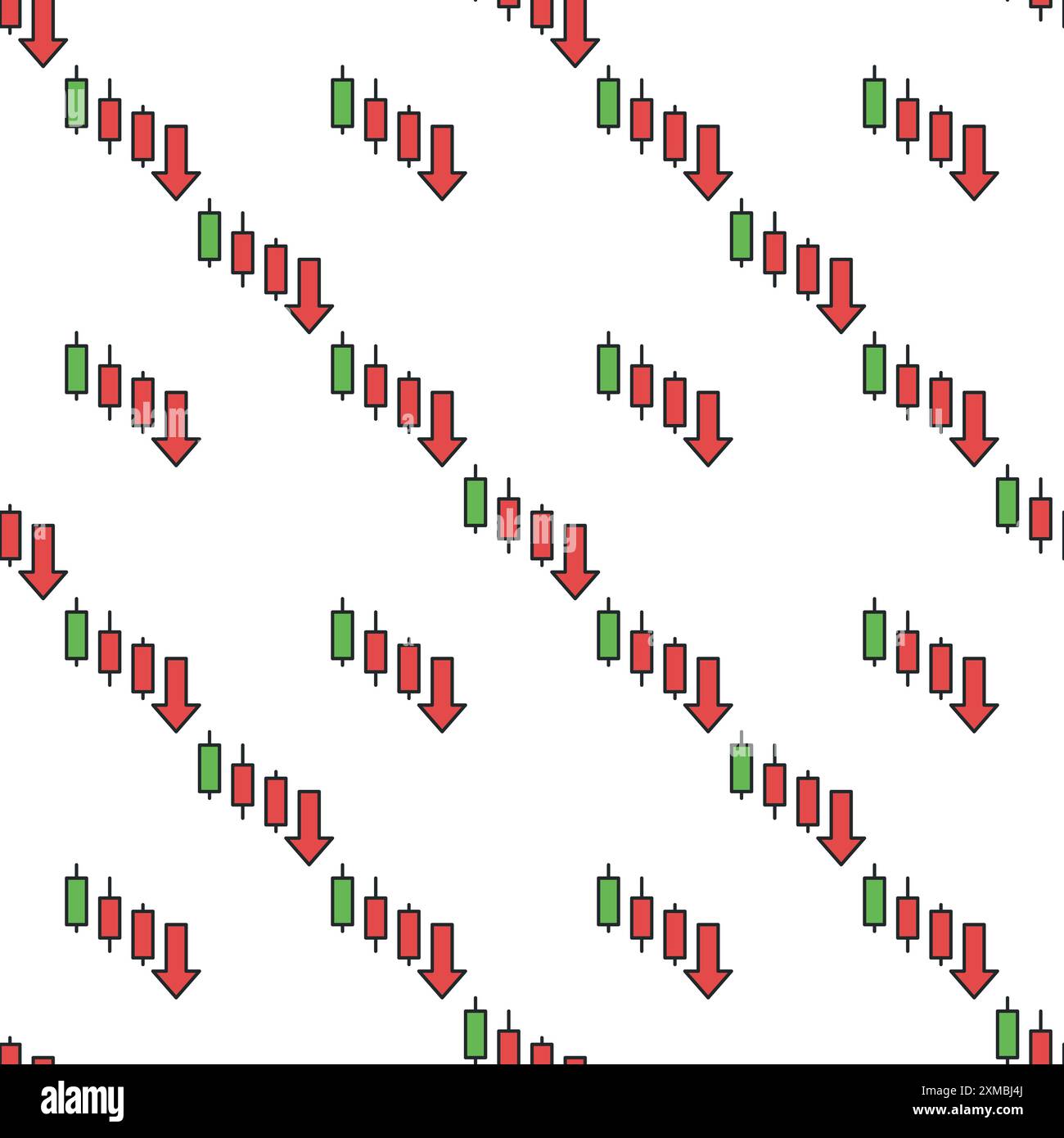 Downtrend Candlestick Chart vector financial charts concept colored seamless pattern Stock Vector