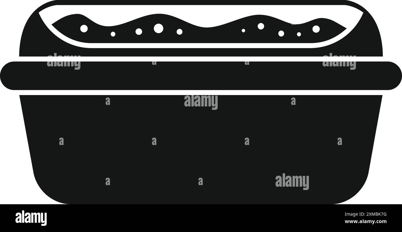 Simple black and white icon of a basin full of water, representing ...