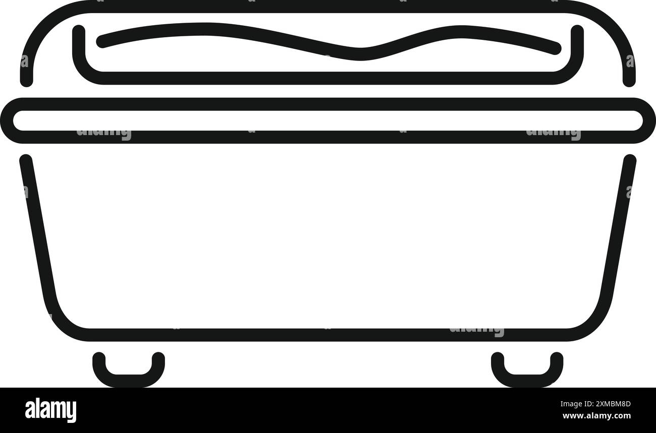 Bathtub with foam icon, outline style, isolated on white background ...