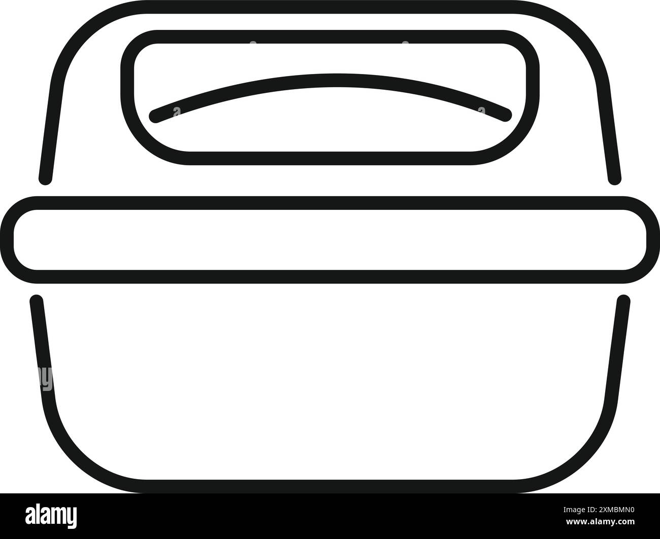 Simple line icon of an empty lunch box, perfect for representing packed ...
