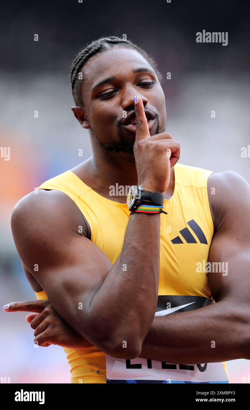 Noah LYLES (United States of America), celebrating victory in the Men's