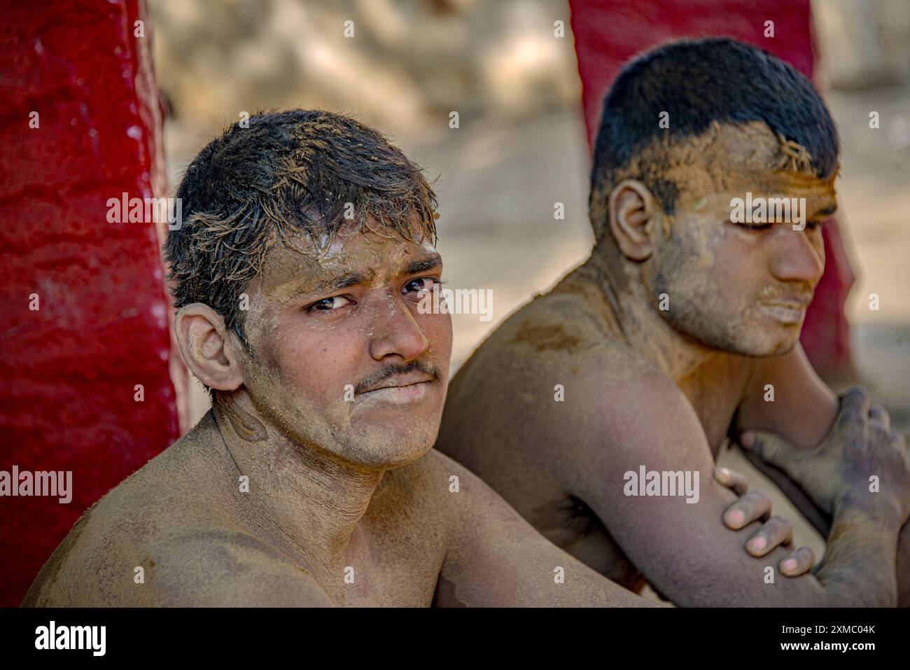 Kushti Pahlawani Wrestlers at Tulsi Ghat Akhara of Varanasi Stock Photo