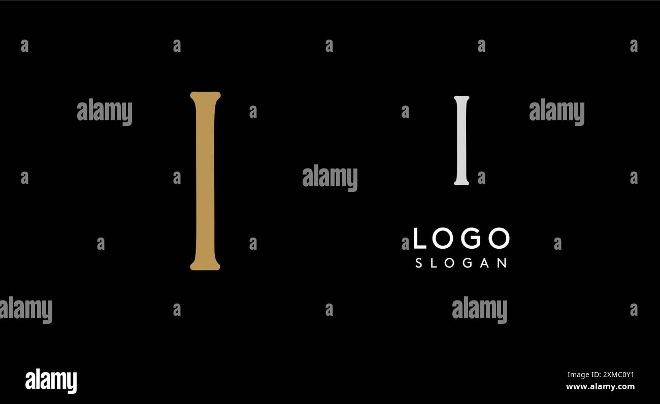 Minimalist logo design with letter I in gold on black background for ...