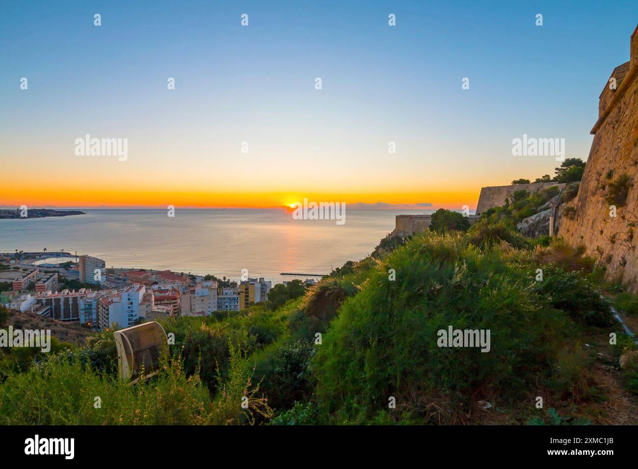 Alicante city centre aerial panoramic view. Alicante is a city in the Valencia region, Spain. Stock Photo