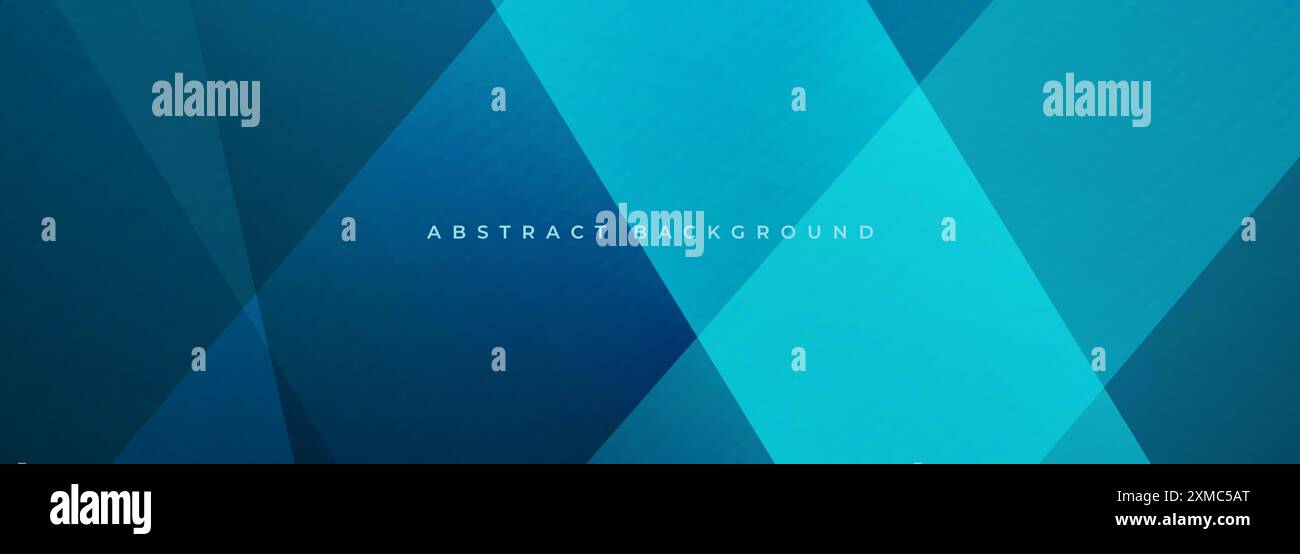 Abstract blue modern wide banner background with geometric shapes ...