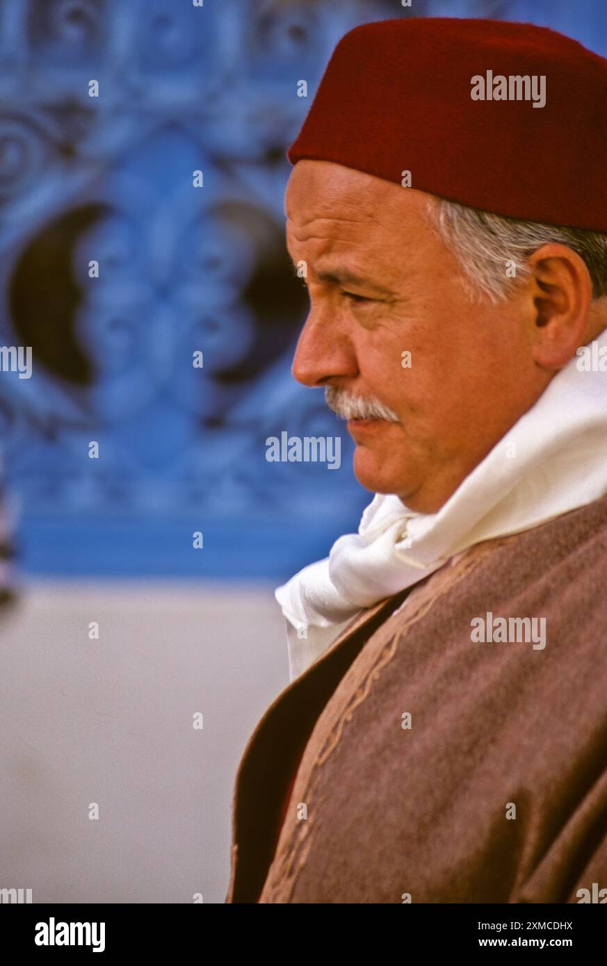 Man Wearing a Traditional Tunisian Hat, a Chechia. Stock Photo