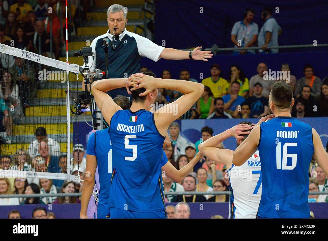 Action of the match during Men's volleyball - Italy vs Brazil, Olympic ...