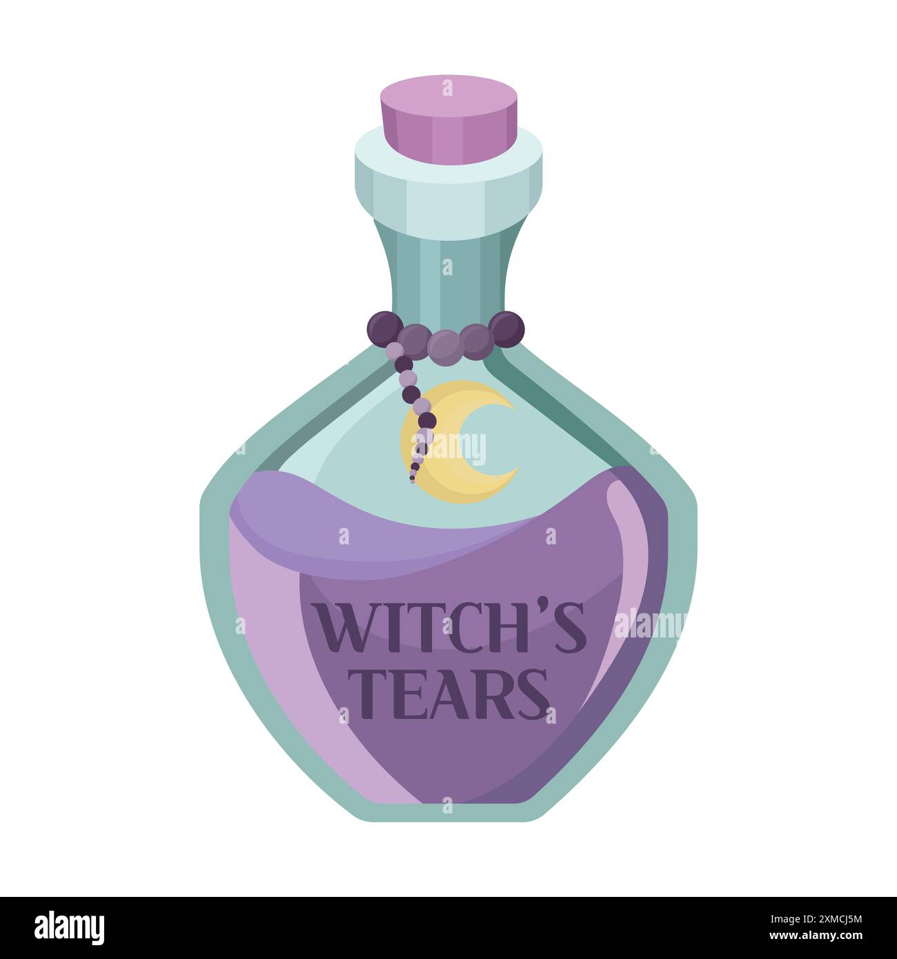 urple magic potion containing witch's tears Stock Vector