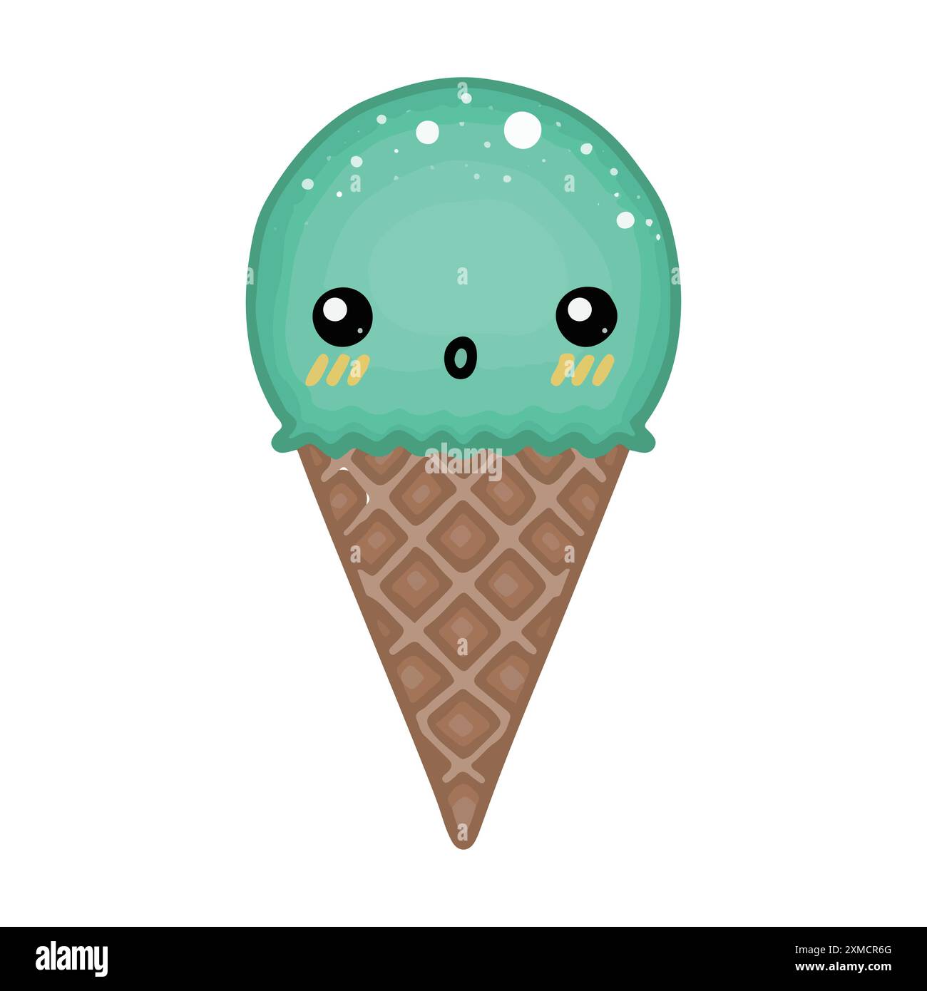 Kawaii Mint Soft Serve Ice Cream Stock Vector