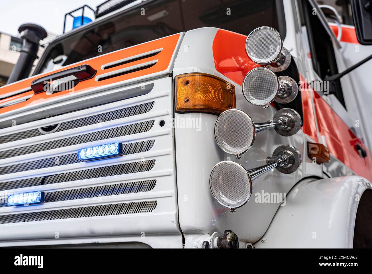 Martinshorn, horn on an emergency vehicle, compressed air fanfare, ambulance, horn, siren Stock Photo