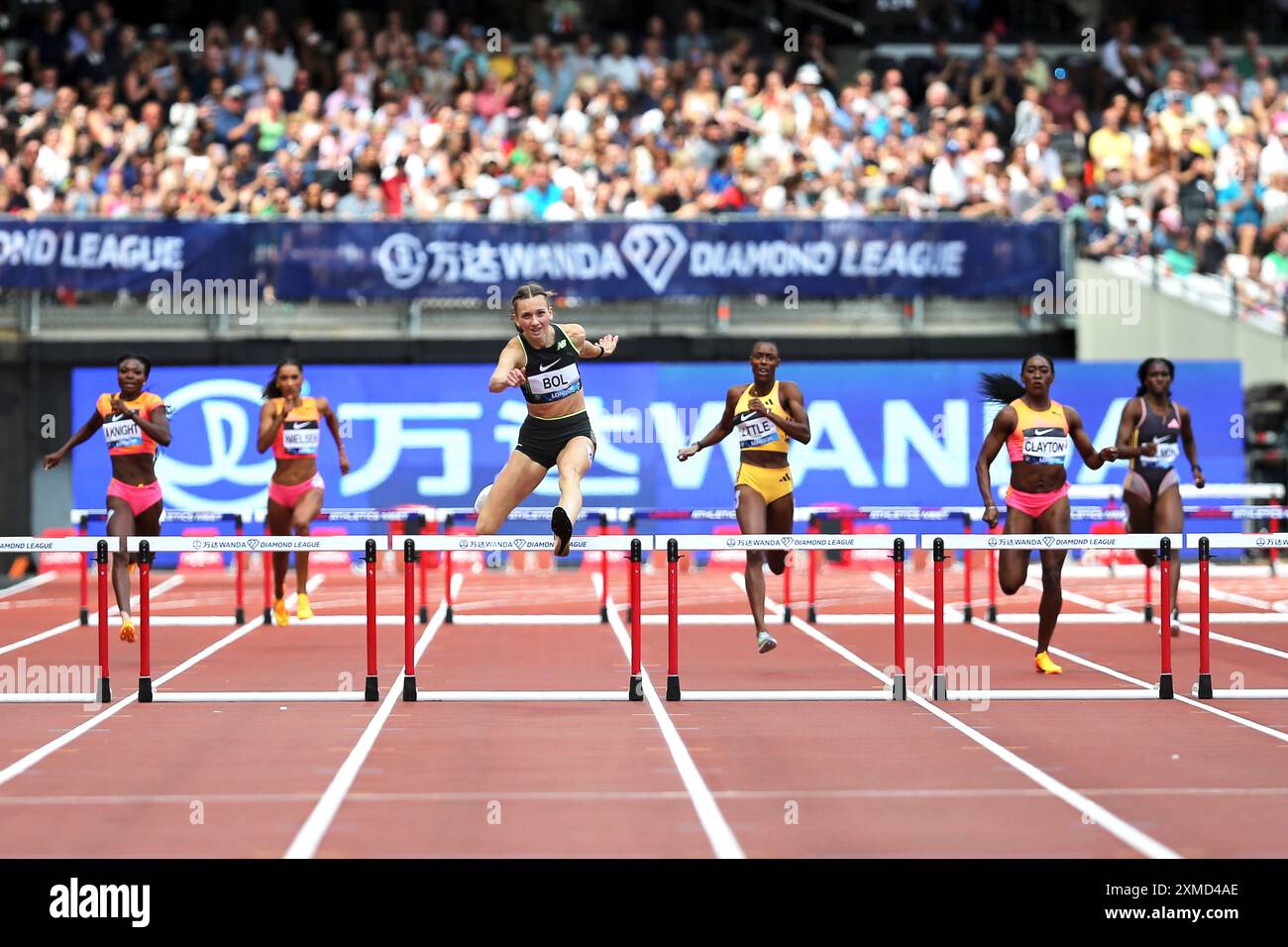 Femke BOL Holland) leading the Women's 400m Hurdles Final