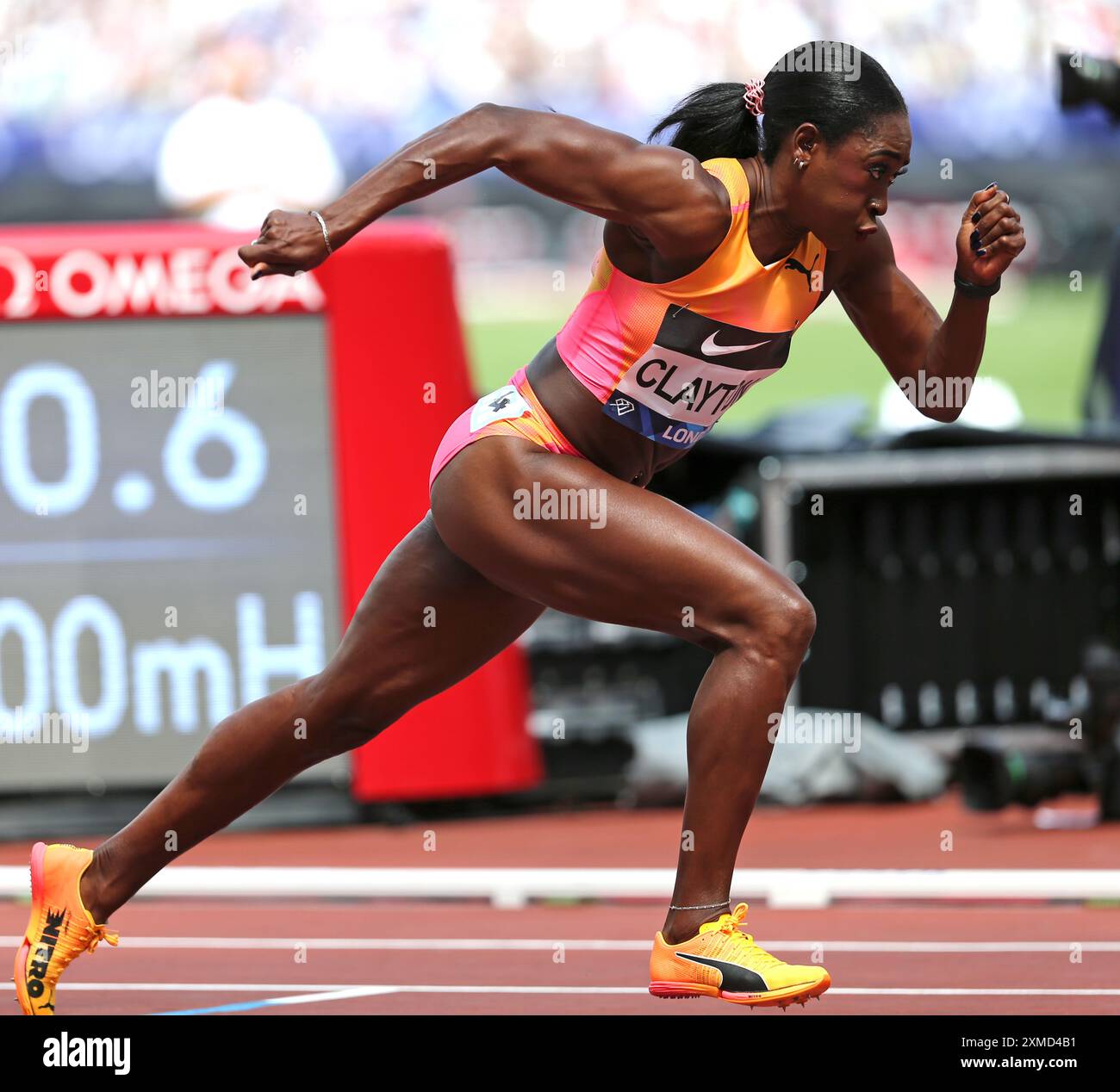Rushell CLAYTON (Jamaica) out of the starting blocks in the Women's ...