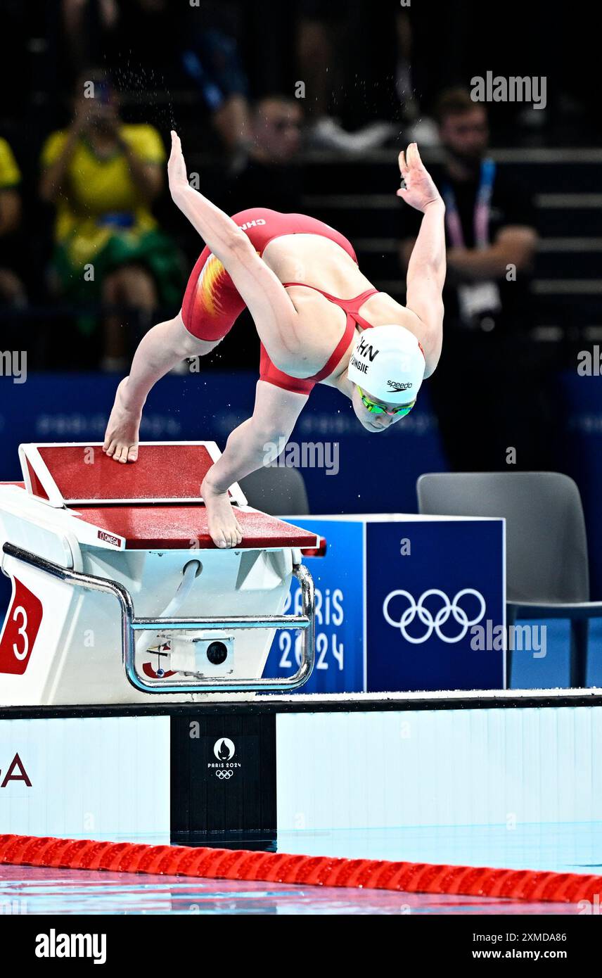 Paris, France. 27th July, 2024. Li Bingjie of China competes during a ...