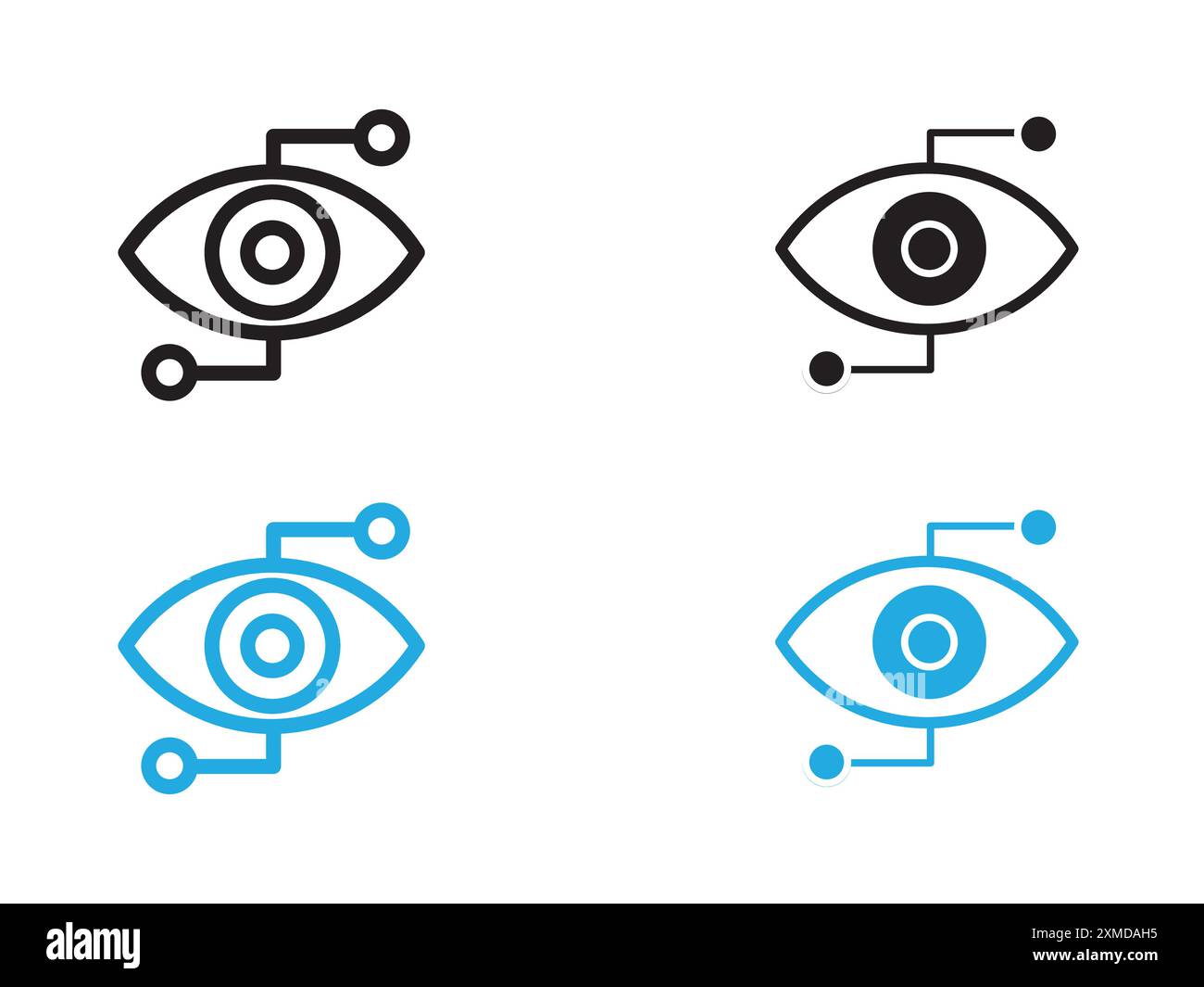 Bionic eye icon vector line logo mark or symbol set collection outline style Stock Vector