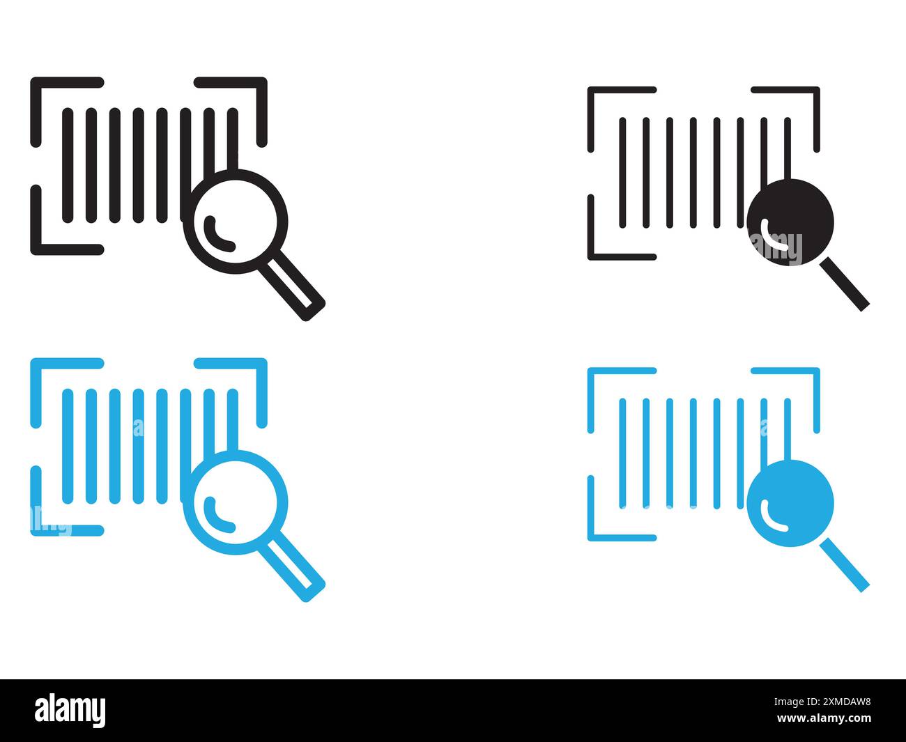 Bar code scanner icon vector line logo mark or symbol set collection outline style Stock Vector