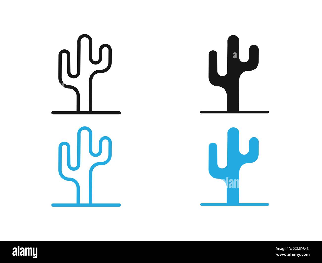 Cactus icon vector line logo mark or symbol set collection outline ...