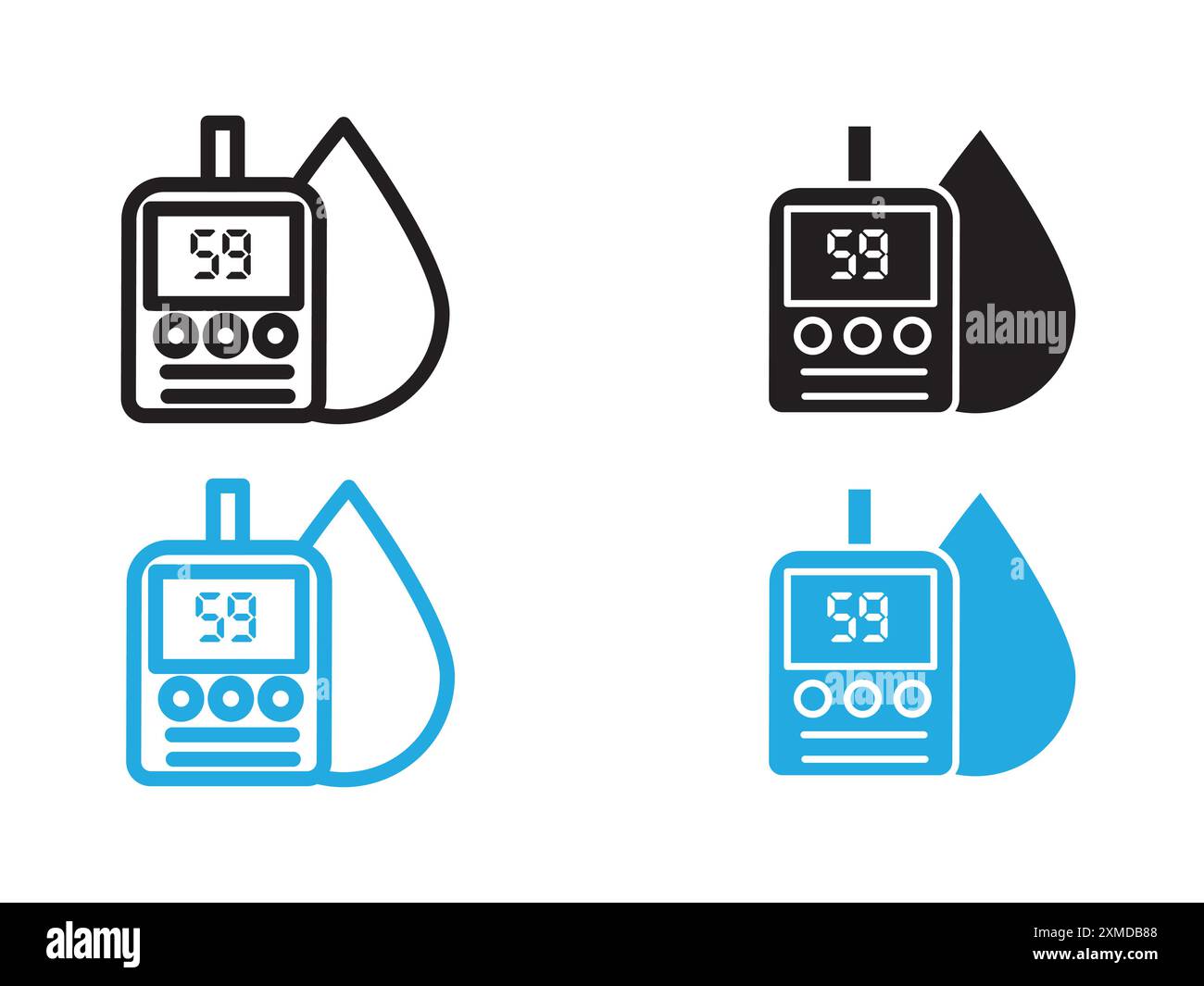 blood glucose icon vector line logo mark or symbol set collection outline style Stock Vector