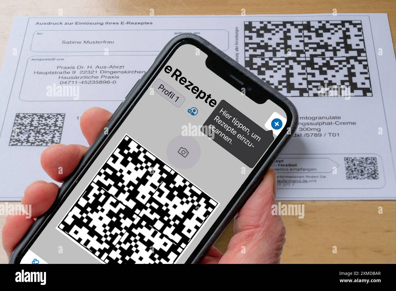 Prescripto Code Symbolic image of an e-prescription, prescription issued by a doctor ...