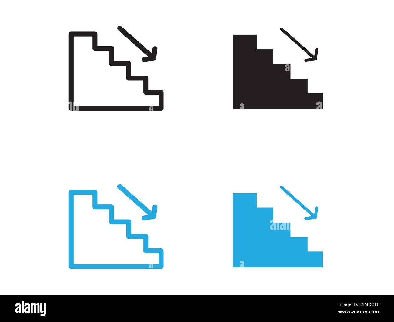 Downstairs icon vector line logo mark or symbol set collection outline style Stock Vector