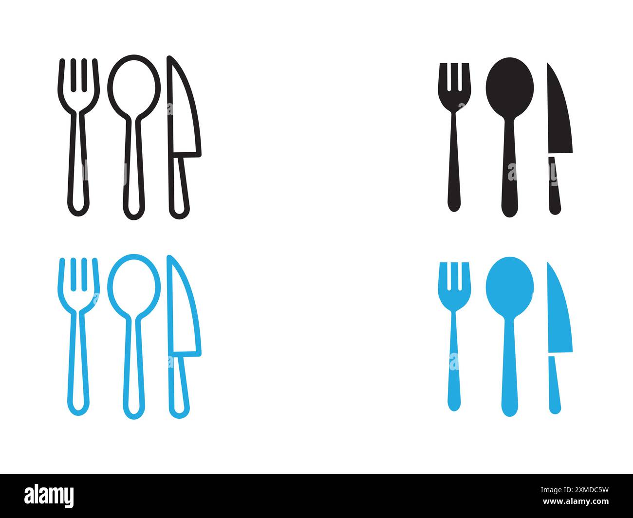 Cutlery icon vector line logo mark or symbol set collection outline ...