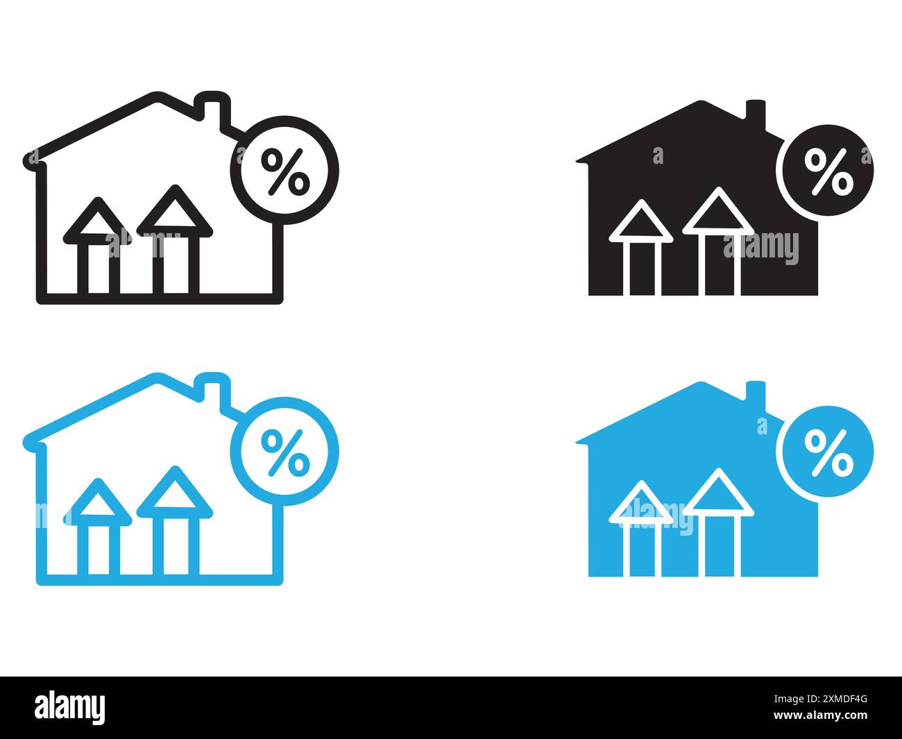 Rate for mortgage icon vector line logo mark or symbol set collection ...