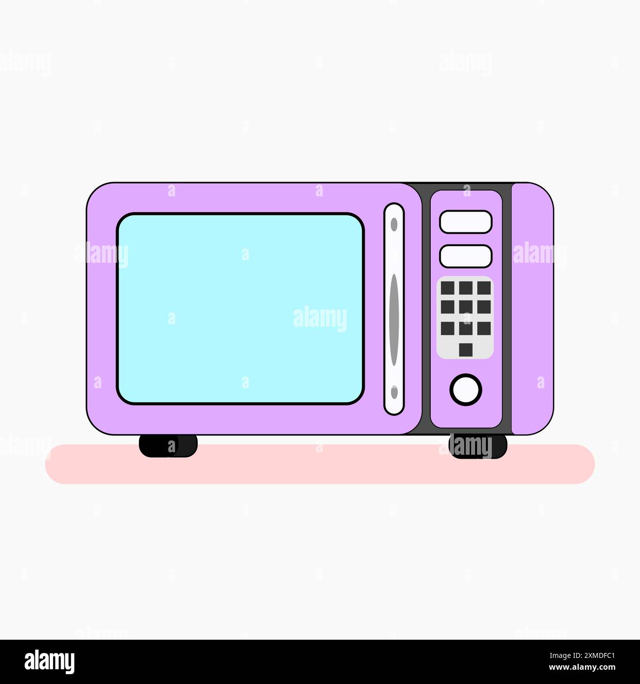 microwave oven with a light blue door and a gray control panel It has a simple style Stock Vector