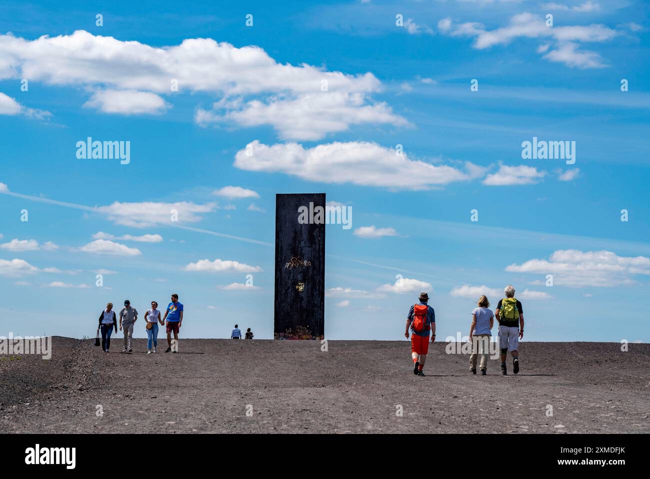 Hiker, Spaziergaenger, sculpture by Richard Serra, Bramme for the Ruhr area on the Schurenbach spoil tip, Essen, Germany Stock Photo