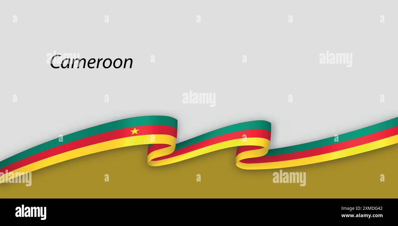 3d ribbon with national flag Cameroon isolated on white background with ...