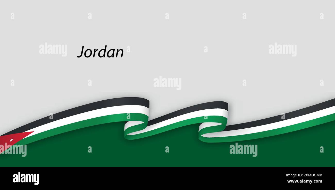 3d ribbon with national flag Jordan isolated on white background with ...