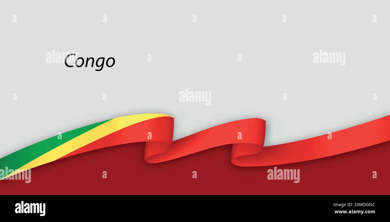 3d ribbon with national flag Congo isolated on white background with ...